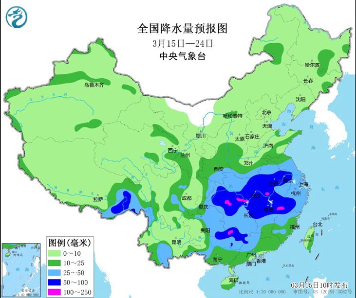 全国未来十天天气预报：中东部大部将有一次小到中雨